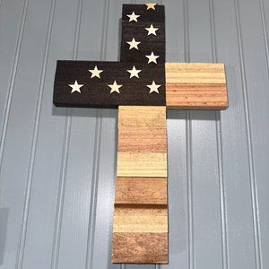 NEW HANDMADE Wooden Flag Cross made by Circle S Woodworx
